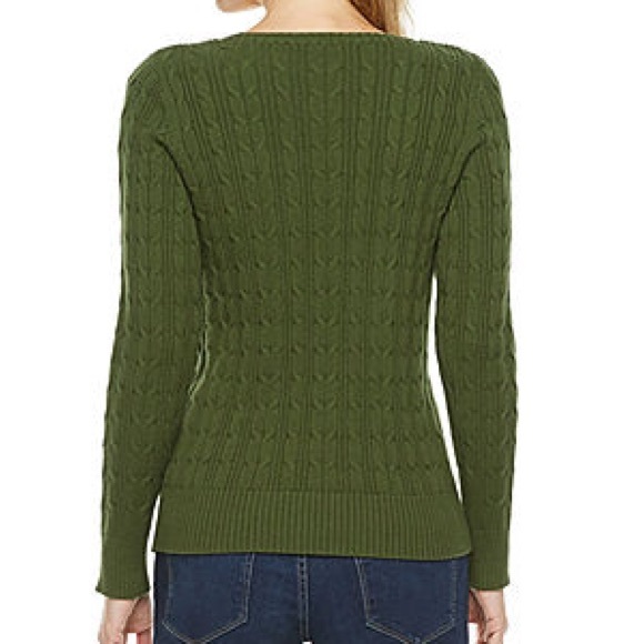 St. John's Bay Crew Neck, Cable Knit, Long Sleeve, Pullover Sweater in XLP/16P - Picture 5 of 13